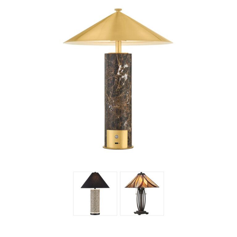 Hudson Valley Permont Rechargeable Table Lamp with Honed Marble Base