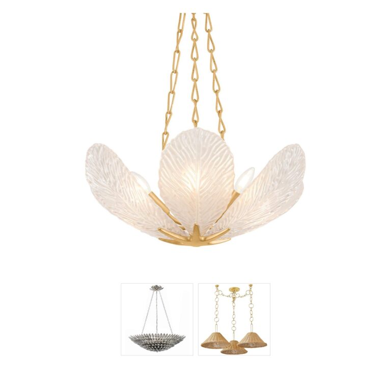 Corbett Lighting Galena Piastre Glass Chandelier in Vintage Gold Leaf