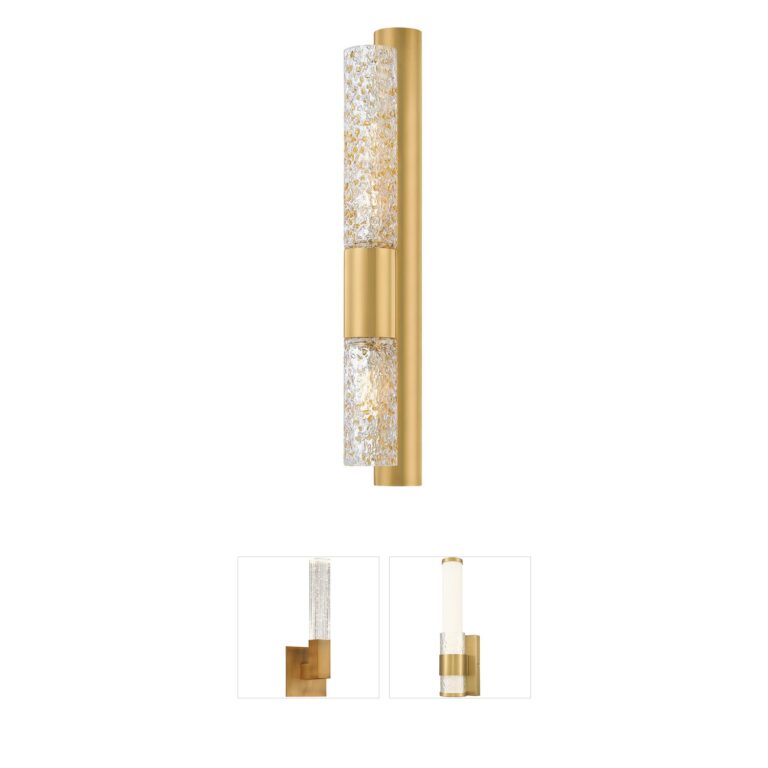 Corbett Lighting Ivalo Vintage Brass Wall Sconce with Doria Cast Glass