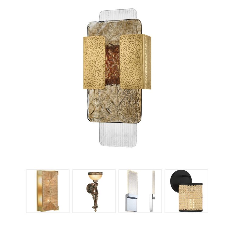 Corbett Lighting Telluride Vintage Brass and Topaz Cast Glass Wall Sconce