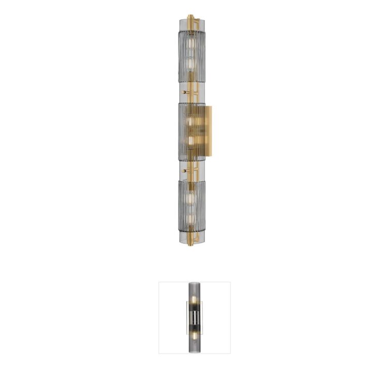 Corbett Lighting Duoro Vintage Brass 6-Light Vanity with Clear Smoke Glass