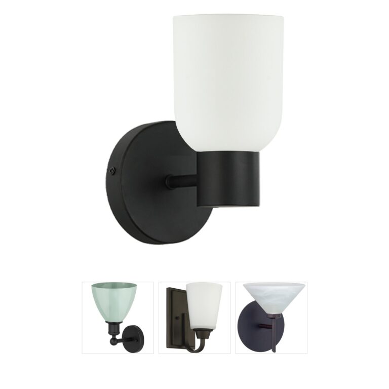 Dainolite Vonda Bell Matte Black Wall Sconce with White Glass