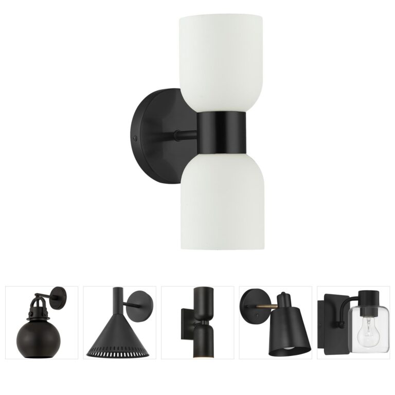 Dainolite Lighting Vonda 2-Light Matte Black Metal & Glass Wall Sconce