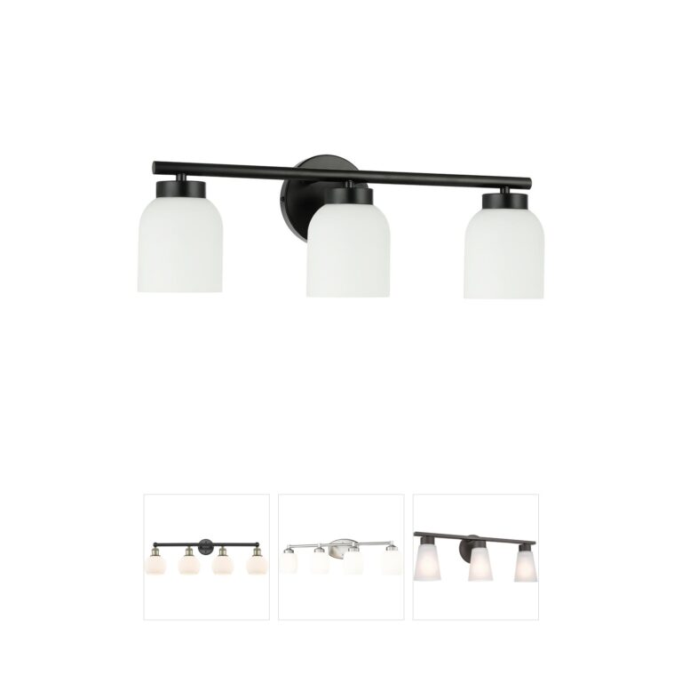 Dainolite Vonda Matte Black Metal & Glass 3-Light Vanity Light