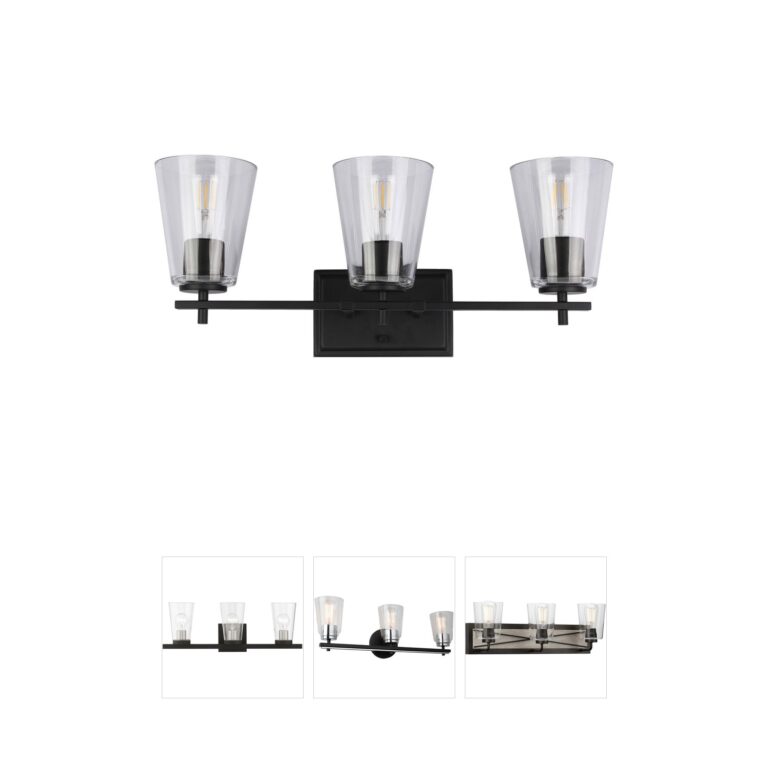 Dainolite Wenda 3-Light Matte Black Vanity Light with Clear Glass