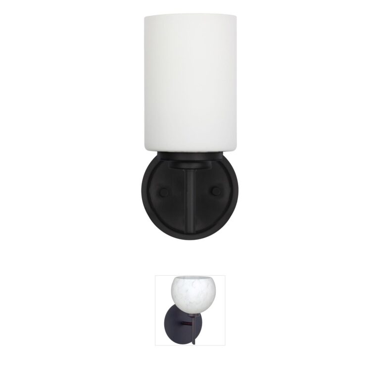 Dainolite Wynona Matte Black and Opal White Glass Wall Sconce