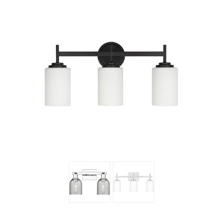 Dainolite Wynona 3-Light Matte Black Vanity Light