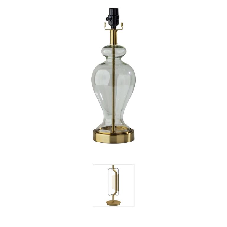 Adesso Sophia Brass and Clear Glass Teardrop Table Lamp