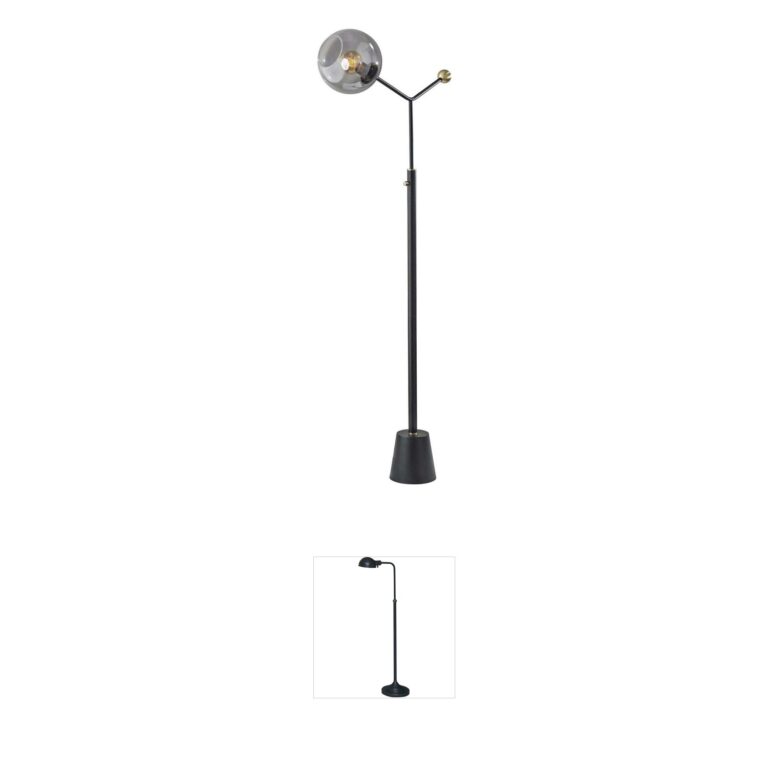 Adesso Dusk Black Fading Smoked Glass Floor Lamp