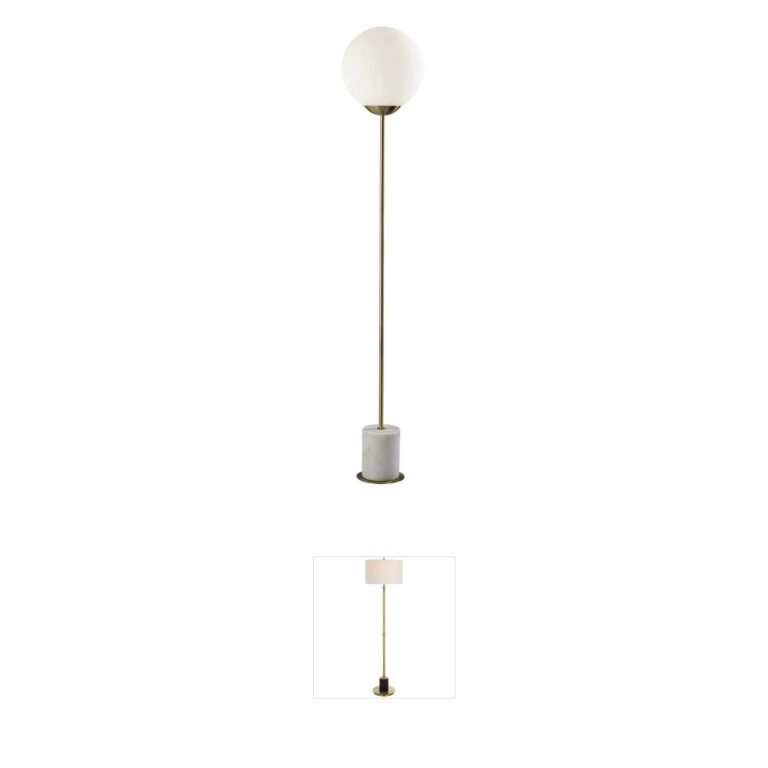 Adesso Terra Antique Brass Marble Floor Lamp
