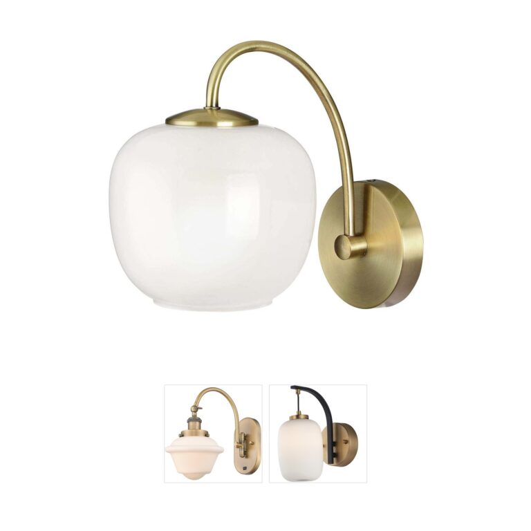Adesso Magnolia Antique Brass Glass Wall Sconce