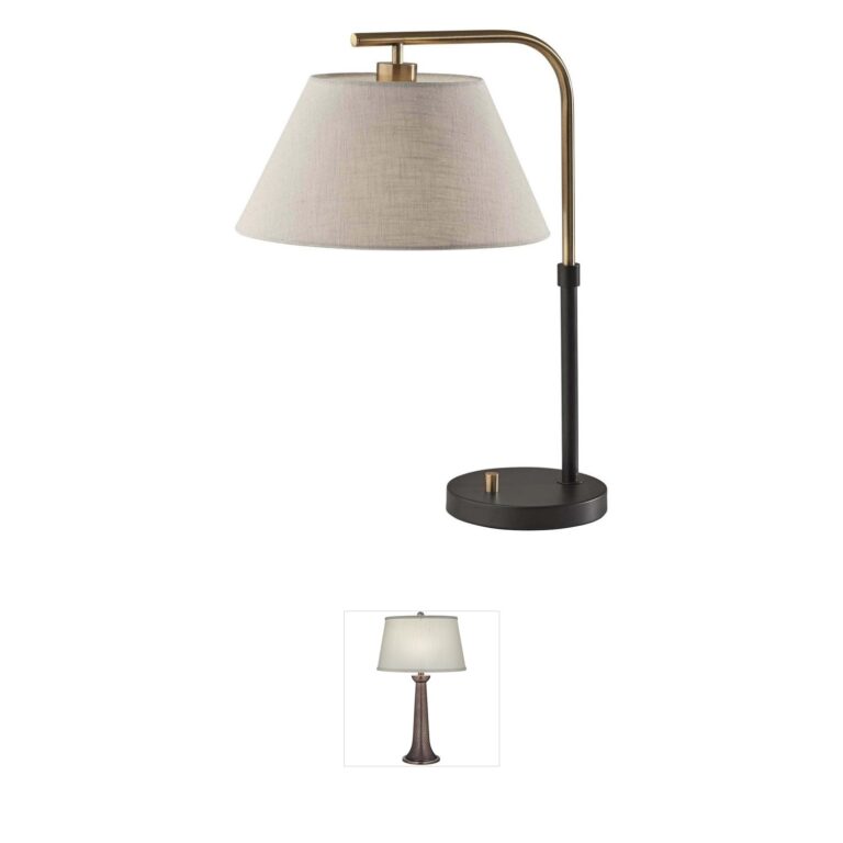 Adesso Fletcher Black and Antique Brass Table Lamp