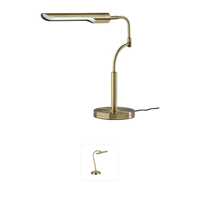 Adesso Zane Antique Brass LED Desk Lamp with Smart Switch