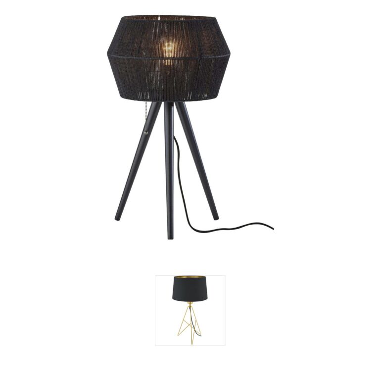 Adesso Montana Black Wood Rope Table Lamp