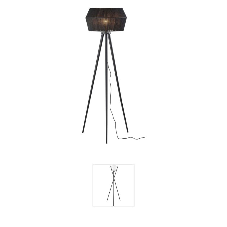 Adesso Montana Black Wood Tripod Floor Lamp