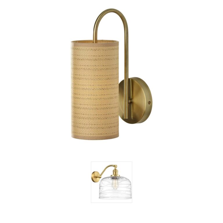 Adesso Mendoza Antique Brass Wall Sconce with Woven Paper Shade