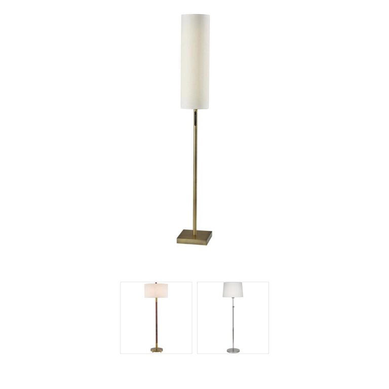 Adesso Matilda Antique Brass LED Floor Lamp with Recycled Shade