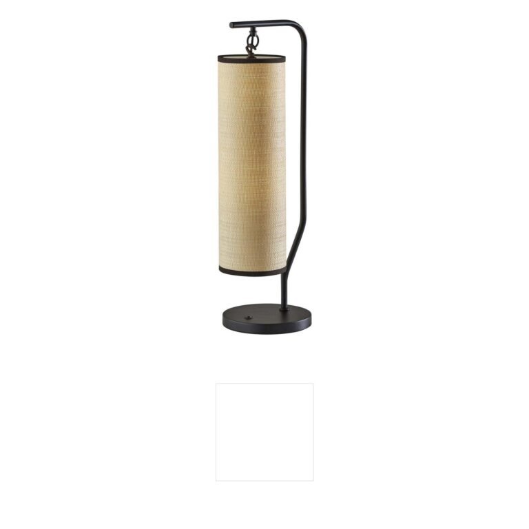 Adesso Lyons Black Table Lamp with Natural Woven Shade