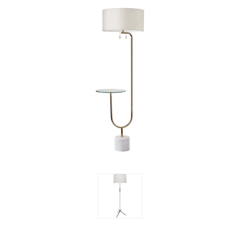 Adesso Sloan Antique Brass Shelf Floor Lamp