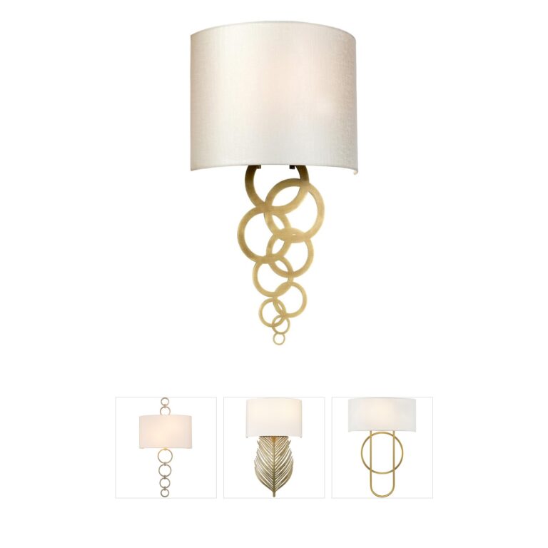 Lucas + McKearn Curtis Aged Brass Wall Sconce with Ivory Faux Silk Shade