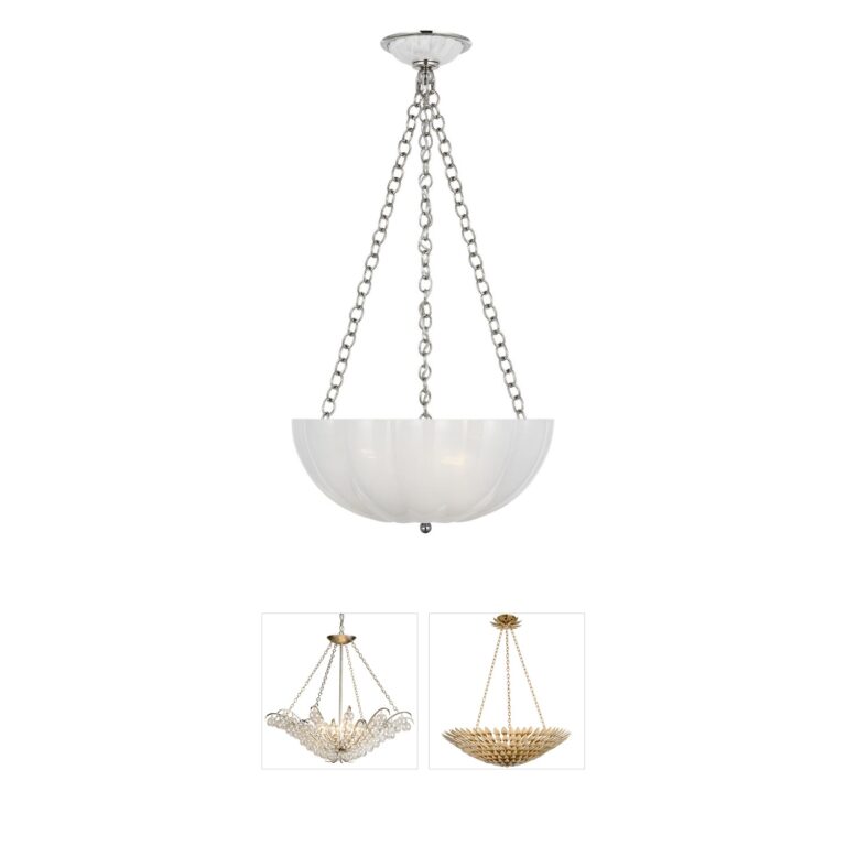 Visual Comfort Signature Collection AERIN Rosehill White Strie Glass Bowl Chandelier