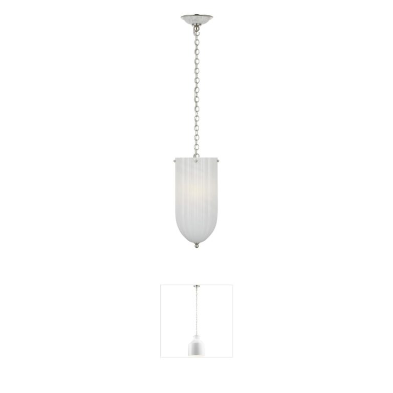 Visual Comfort Signature AERIN Rosehill Polished Nickel and White Strie Glass Pendant