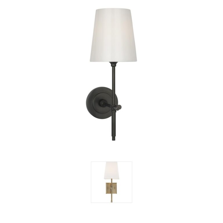 Visual Comfort Signature Collection Thomas O'Brien Bryant 15" Bronze Rechargeable Bath Sconce with White Glass