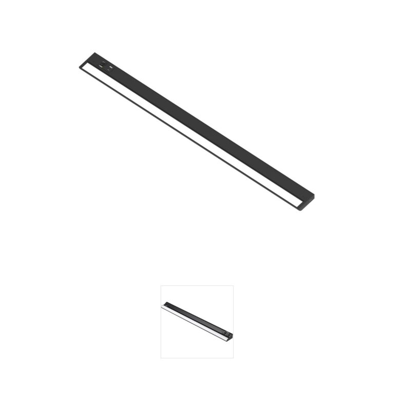 Nora Lighting LEDUR 42-Inch Adjustable Under Cabinet Light with Selectable CCT and USB Ports in Black