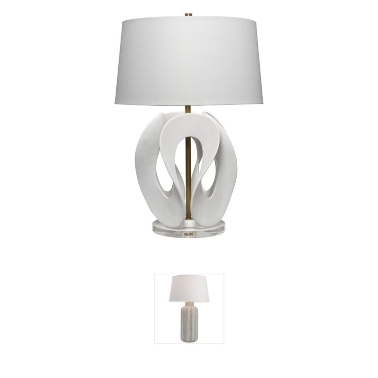 Jamie Young Co Swan White Resin Table Lamp with Linen Shade