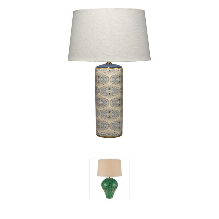 Jamie Young Co Orbital Cream Ceramic Table Lamp with Linen Shade