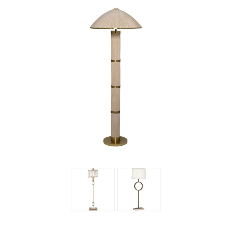 Jamie Young Co Seychelles White Washed Rattan and Brass Table Lamp