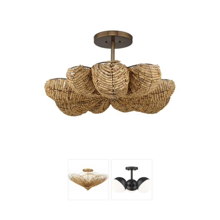 Jamie Young Co Anguilla Natural Wood Bead Semi-Flush Mount