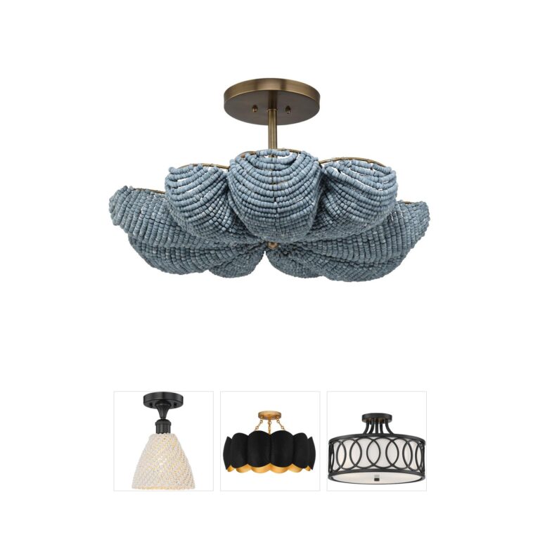 Jamie Young Co Anguilla Blue Wood Bead Semi-Flush Mount