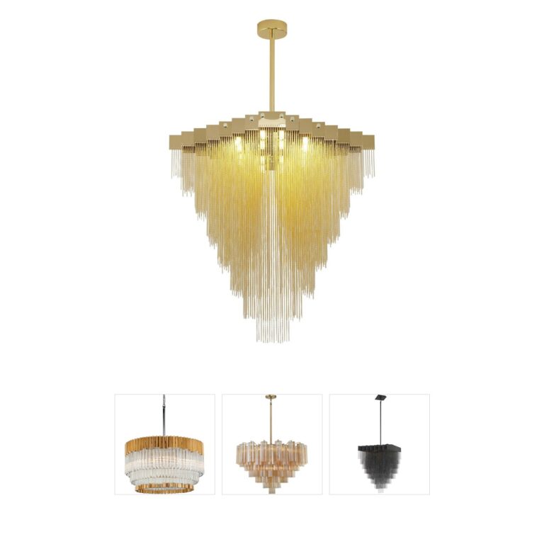 Bethel International IMG Series Gold 16-Light Aluminum Chain Chandelier