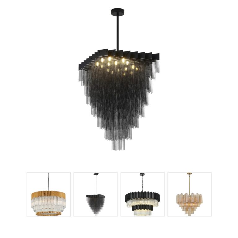 Bethel International IMG Series Satin Black Aluminum Chain Chandelier