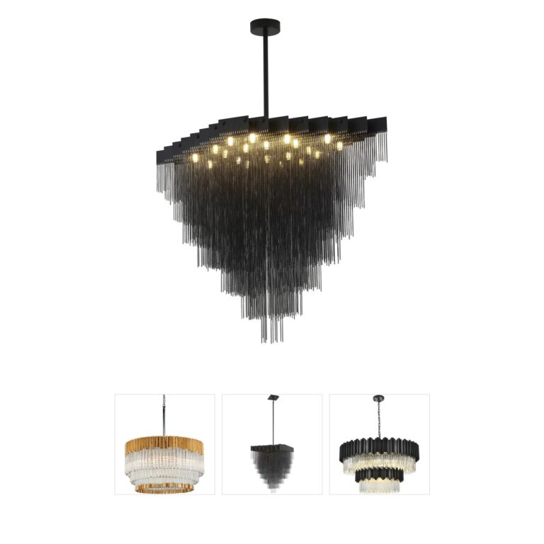 Bethel International IMG Series Satin Black Aluminum Chain Chandelier