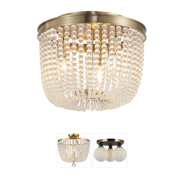 Bethel International LA Series Chrome Semi-Flush with Clear Glass Beads