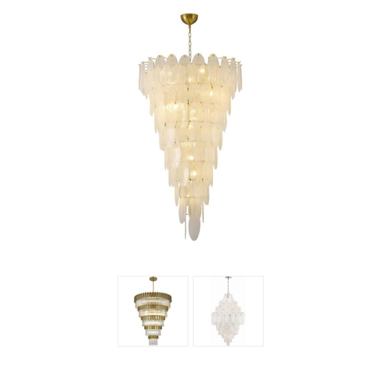 Bethel International LA Series 12-Light Brass and Frosted Glass Chandelier