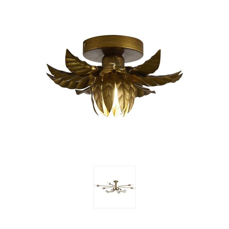 Bethel International LEGA Series Gold Metal Flower Flush Mount