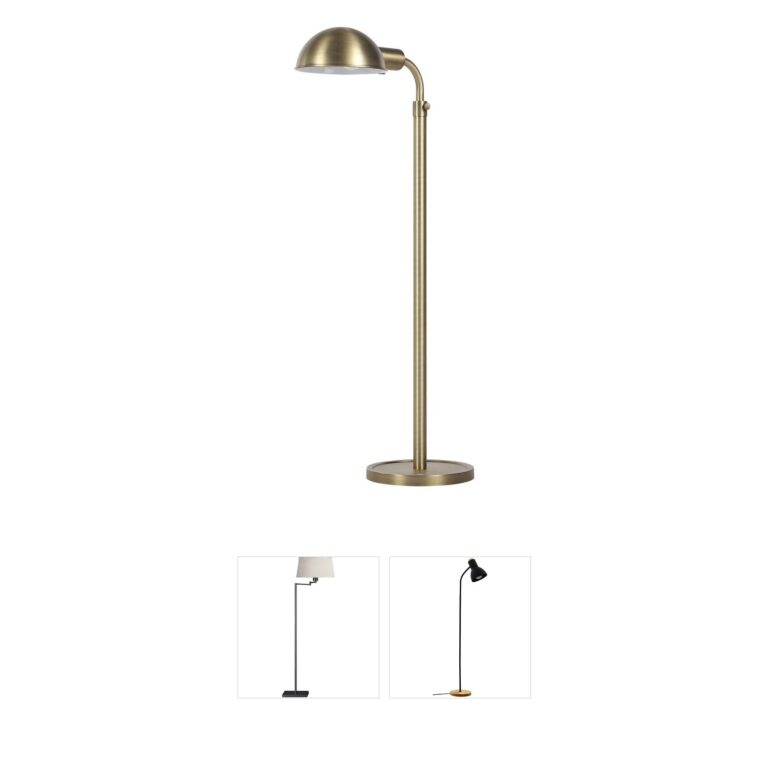Renwil Cos Adjustable Dark Antique Brushed Brass Floor Lamp