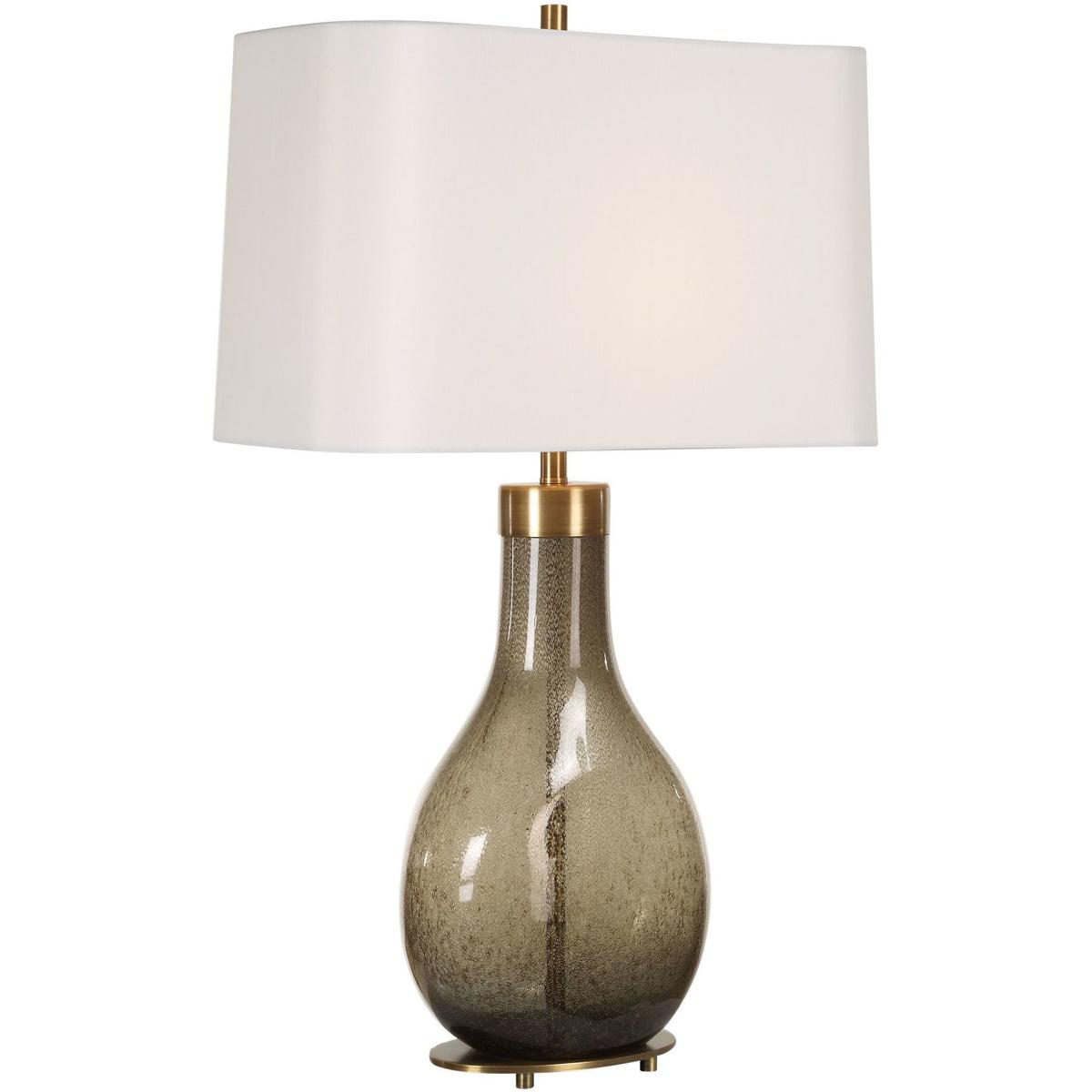 Uttermost Shyla Table Lamp | Dark Moss Glass & Brushed Brass