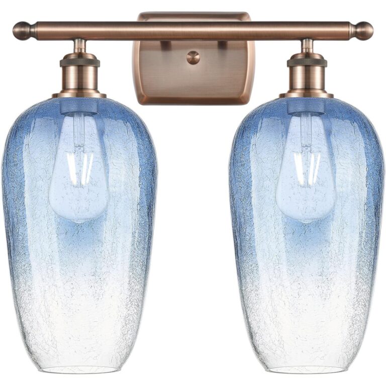 Ballston Brookhaven Flute Vanity Light - Antique Copper & Sapphire Blue