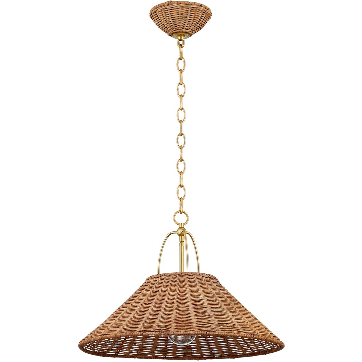 Mitzi Davida Natural Rattan Pendant | Aged Brass Lighting