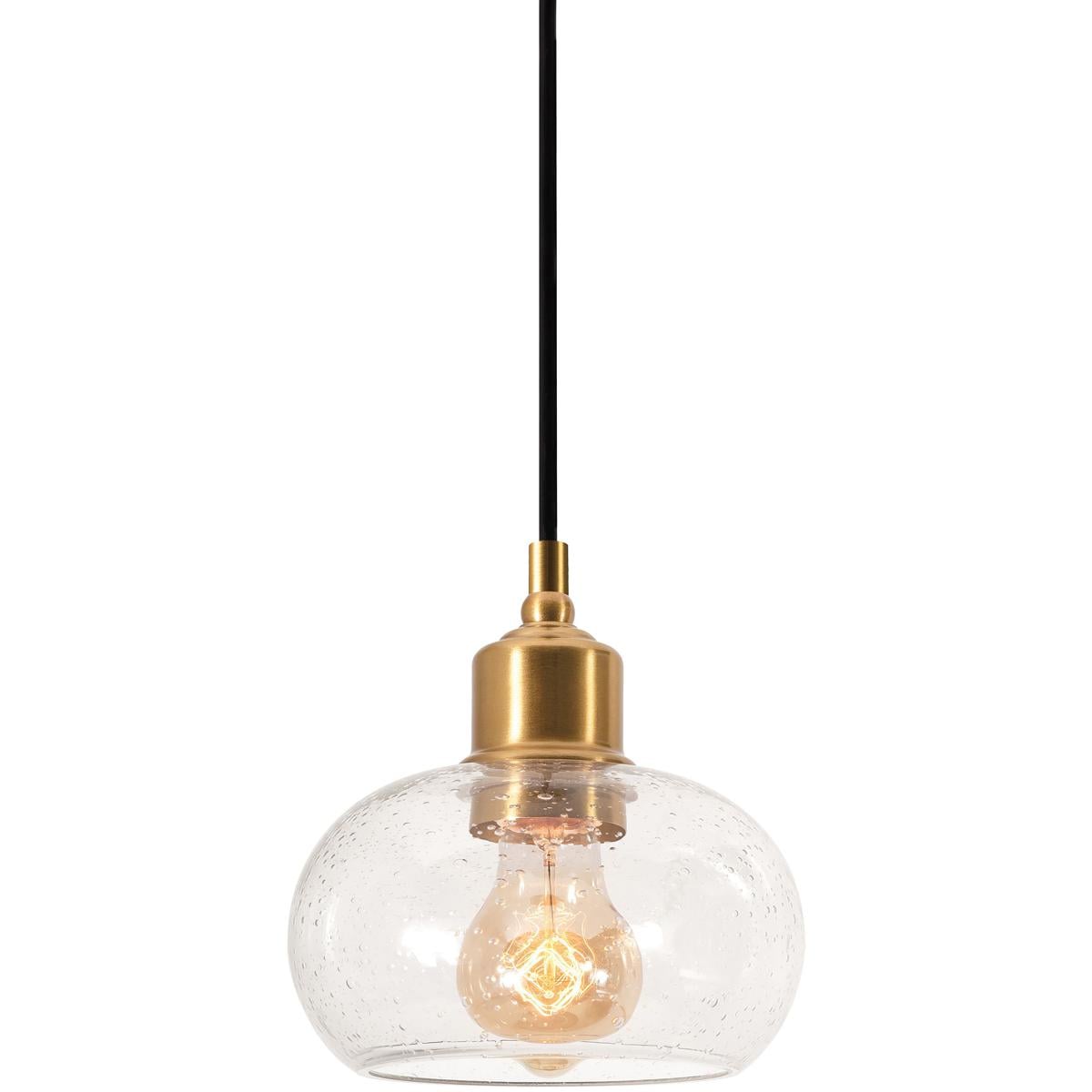 AFX Inc. Laney Bell Seeded Glass Pendant | Vintage Gold Light